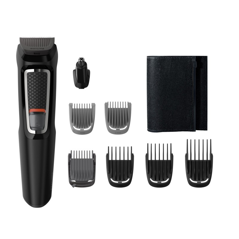 Philips MULTIGROOM Series 3000 Cara y cabello 8 en 1 MG3730 15, Negro, Rectángulo, Acero inoxidable,