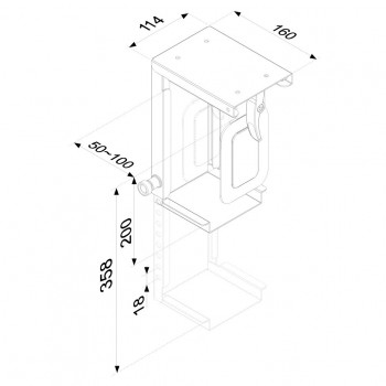 Newstar CPU-D075BLACK, Desk-mounted CPU holder, 10 kg, Negro, Metal, 50 - 100 mm, 200 - 360 mm