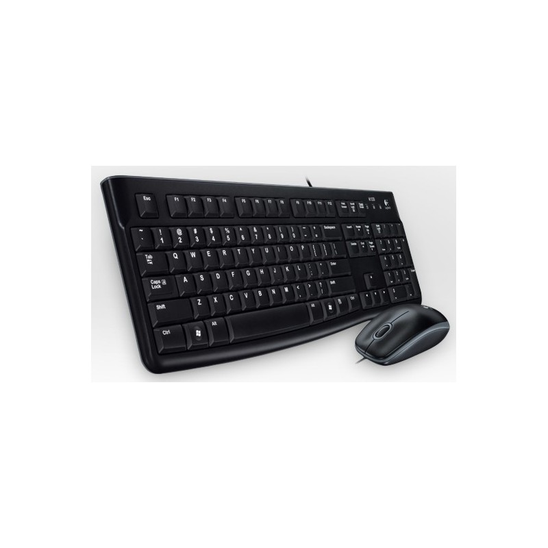 Logitech Desktop MK120, UK, Alámbrico, USB, QWERTY, Negro, Ratón incluido 920-002552