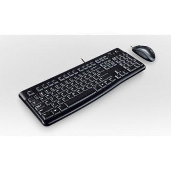 Logitech Desktop MK120, UK, Alámbrico, USB, QWERTY, Negro, Ratón incluido 920-002552