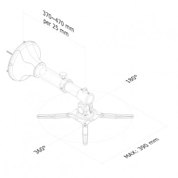 Newstar BEAMER-W050SILVER, Pared, 12 kg, Plata, 360º, 0 - 90º, 37 cm