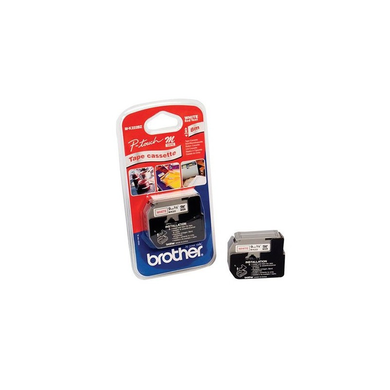 Brother M-K222BZ cinta para impresora de etiquetas Rojo sobre blanco
