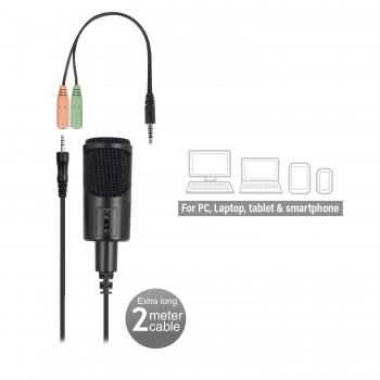 Ewent EW3552, PC microphone, -30 dB, 50 - 16000 Hz, Digital, Alámbrico, 3.5 mm (1 8 ")