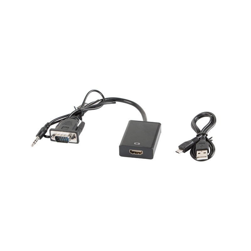 Lanberg AD-0021-BK Vga (15Pol) Buchse auf Klinkenstecker (3Pol) und HDMI-A (1.4)" Buchse Adapter mit