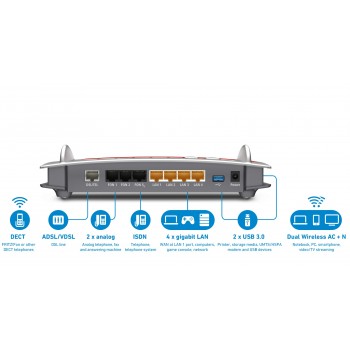 FRITZ BY AVM FRITZ!Box 7490 International cableado 4 puertos RJ-45 1000 Rojo, Plata 20002647