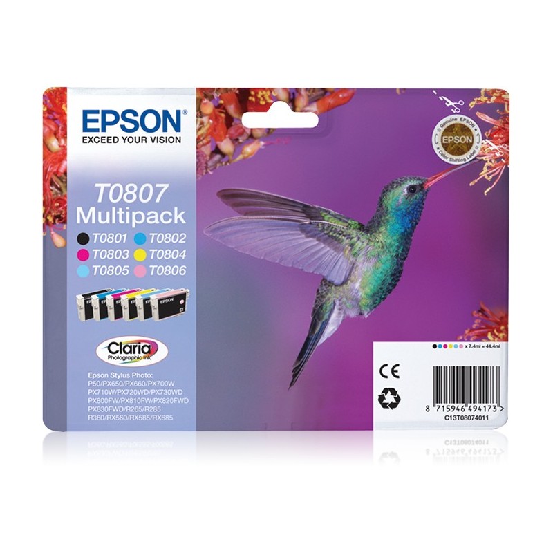 Multipack Epson T0807 6 colores (etiqueta RF) C13T08074021