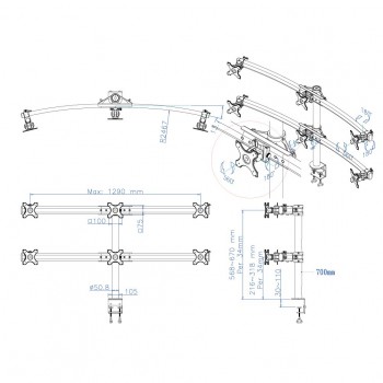 NewStar Flatscreen Desk Mount clamp FPMA-D700D6