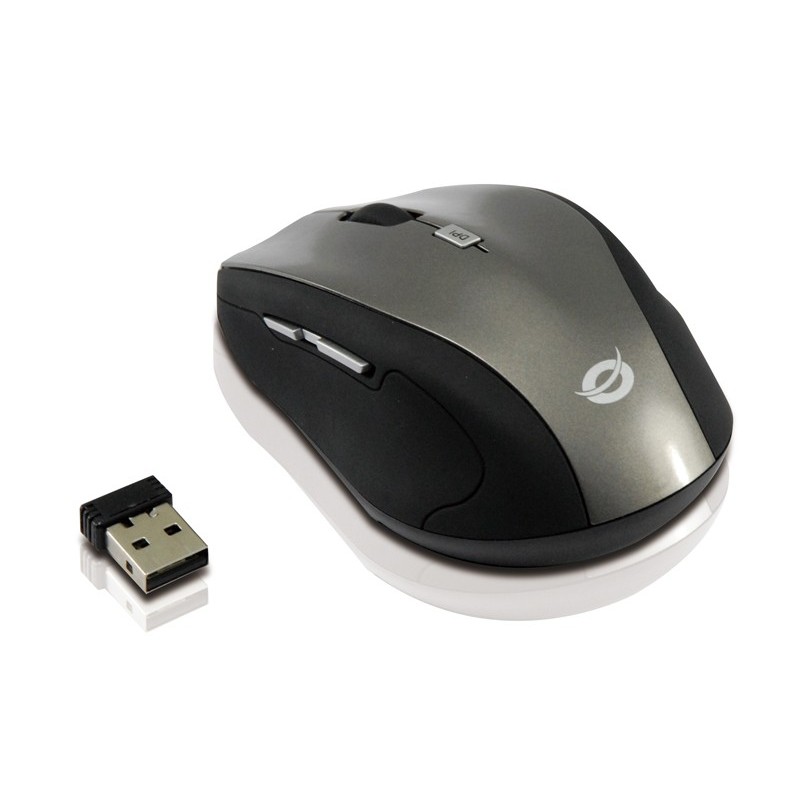 Conceptronic CLLM5BTRVWL, mano derecha, Óptico, RF inalámbrico, 1600 DPI, Negro, Gris