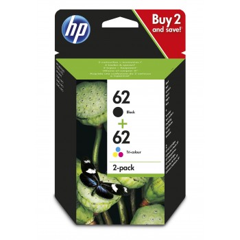 Pack de ahorro de 2 cartuchos de tinta original 62 negro tricolor N9J71AE301