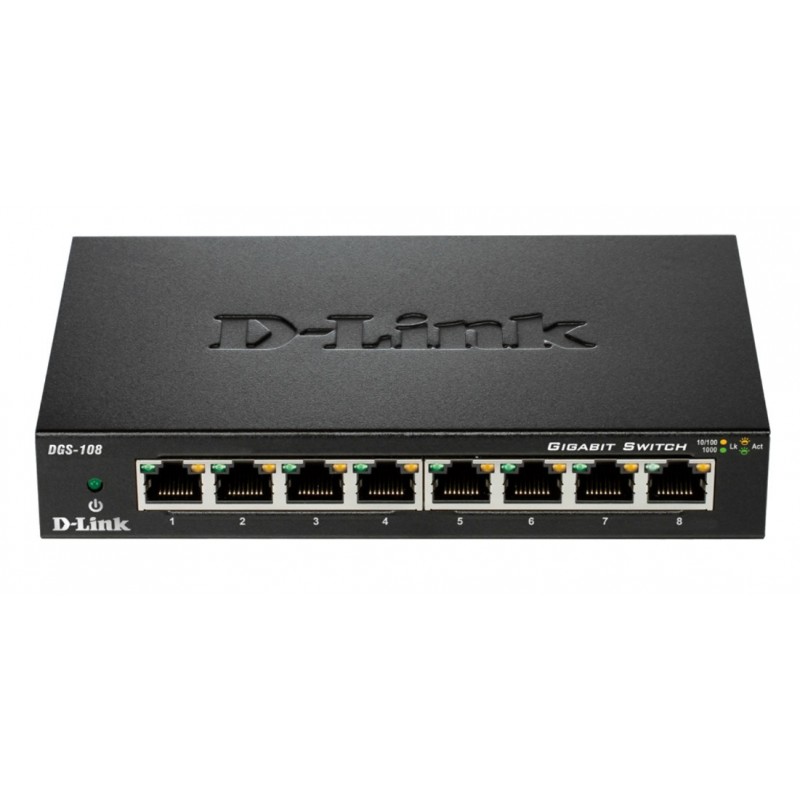 D-Link DGS-108 8 puertos RJ-45 10 100 1000 Mbps Negro DGS-108