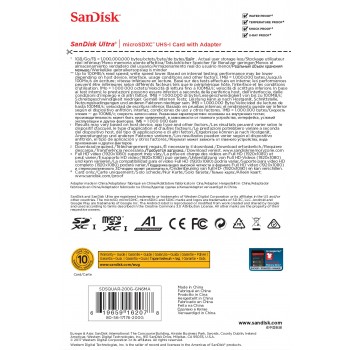 SanDisk 200GB Ultra A1 microSDXC 200GB MicroSDXC Clase 10 Gris, Rojo SDSQUAR-200G-GN6MA
