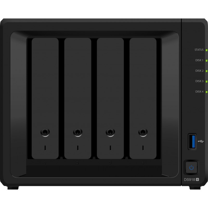 Synology DS918+, Unidad de disco duro, SSD, M.2, SATA, 2.5 3.5", 40 TB, 0, 1, 5, 6, 10, JBOD, BTRFS,