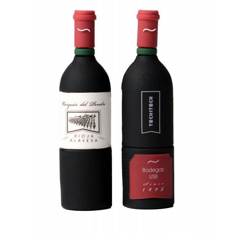 PENDRIVE TECH ONE TECH BOTELLA VINO MARQUES DEL PENDRIVE 16GB USB 2.0 TEC5127-16