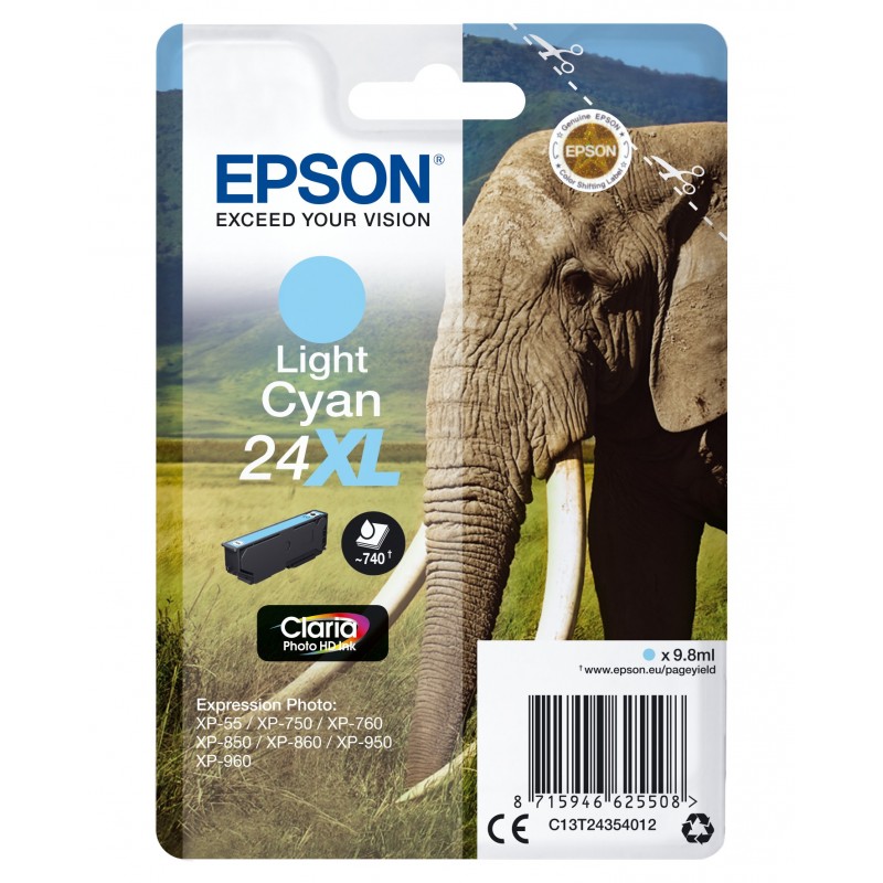 Epson Cartucho 24XL cian claro (etiqueta RF) C13T24354022