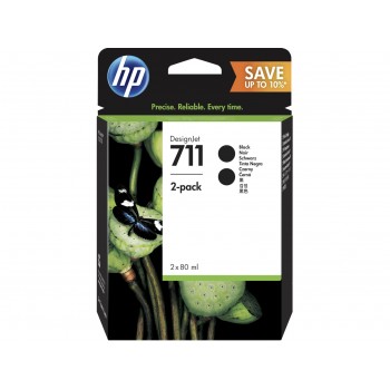 Paquete de 2 cartuchos de tinta DesignJet 711 de 80 ml, negro P2V31A