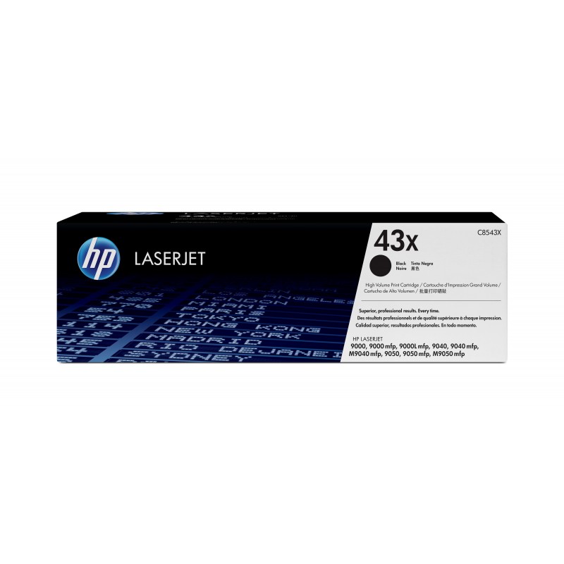 Cartucho original de toner negro de alto rendimiento HP 43X LaserJet C8543X