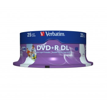 Tarrina Verbatim - 25 x DVD+R DL - 8.5 GB 8x - superficie imprimible ancha - eje - soportes de almac 43667