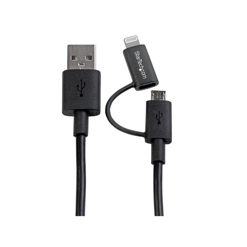 StarTech.com Cable de 1m Apple Lightning o Micro USB a USB - Negro, 80 mm, 160 mm, 30 mm, 60 g LTUB1MBK