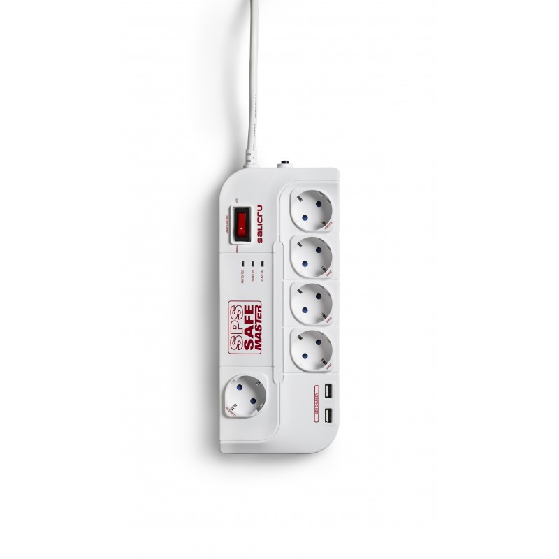 Salicru SPS Safe Master Protectores eléctricos activos, 918 J, 5 salidas AC, Tipo F, 10 A, 1,8 m, Bl