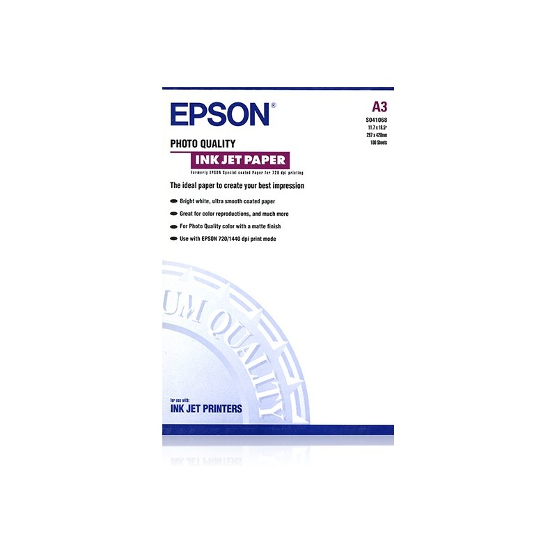 Epson Photo Quality - Papel - papel cuché mate - A3 (297 x 420 mm) - 102 g m2 - 100 piezas C13S04106 C13S041068