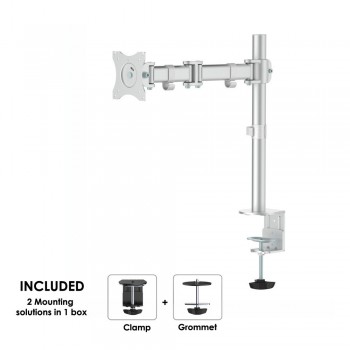 NM-D135SILVER es un soporte de escritorio con 3 puntos de giro para pantallas LCD LED TFT de hasta 3