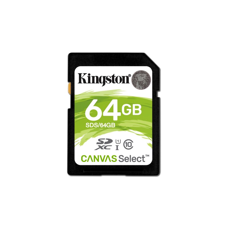 Kingston Technology Canvas Select, 64 GB, SDXC, Clase 10, UHS-I, 80 MB s, Negro SDS 64GB