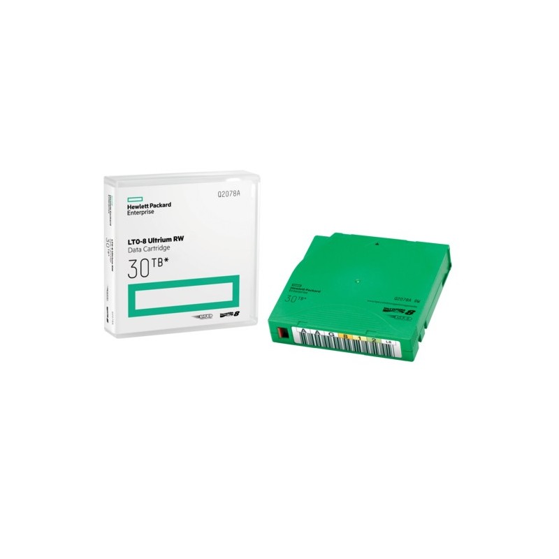 Hewlett Packard Enterprise LTO-8 Ultrium 30TB RW Data Cartridge, LTO, 12000 GB, 30000 GB, 30 año(s), Q2078A