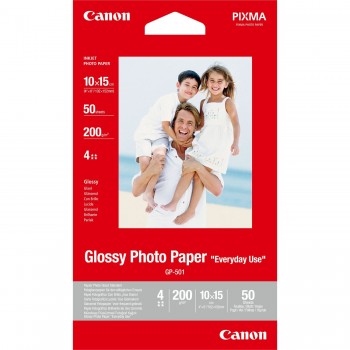 Canon Papel fotográfico Canon GP-501 - 4X6 - 200 g m² Grammage - Liso, Satinado - 50 Hoja(s) 0775B081