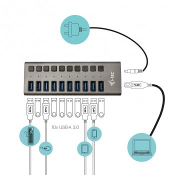 I-TEC USB 3.0 HUB 10 PORT 48 W ACCS U3CHARGEHUB10