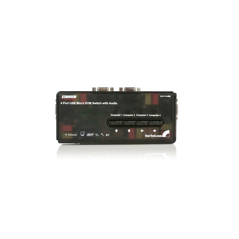 StarTech.com Juego de Conmutador Switch KVM 4 Puertos Vídeo VGA USB 2.0 con Cables y Audio, USB, VGA SV411KUSB