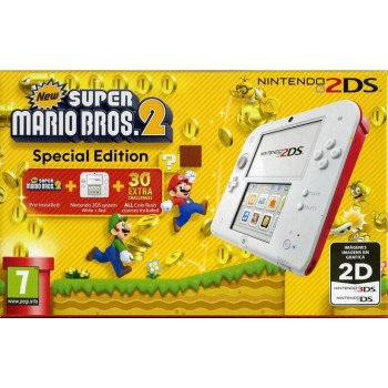 Nintendo 2DS + New Super Mario Bros. 2 videoconsola portátil Rojo, Blanco 8,97 cm (3.53") Pantalla  2203849