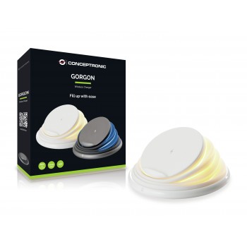 Conceptronic GORGON02W, Interior, USB, Cargador inalámbrico, PowerIQ, Blanco