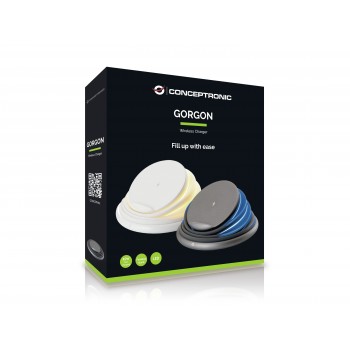 Conceptronic GORGON02W, Interior, USB, Cargador inalámbrico, PowerIQ, Blanco