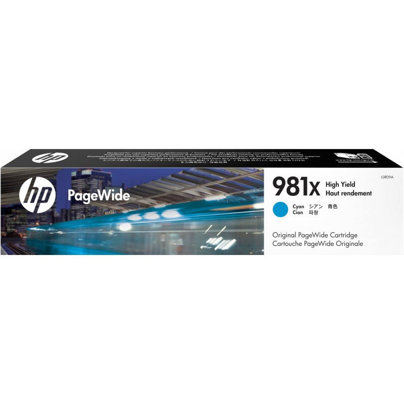 Cartucho original HP PageWide 981X cian de alto rendimiento L0R09A