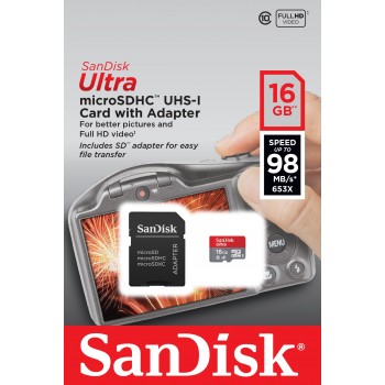SanDisk Ultra 16GB MicroSDHC Clase 10 SDSQUAR-016G-GN6IA