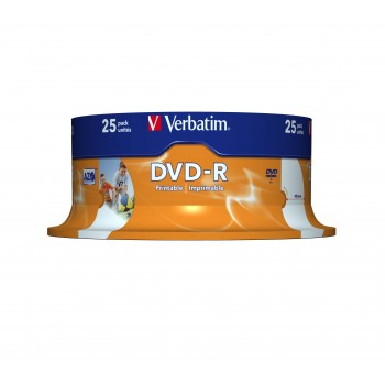 Verbatim - 25 x DVD-R 4.7 GB 16x - superficie imprimible ancha en calidad fotográfica - eje - soport 43538