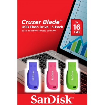 SanDisk Cruzer Blade 16GB 16GB USB 2.0 Tipo A Azul, Verde, Rosa SDCZ50C-016G-B46T