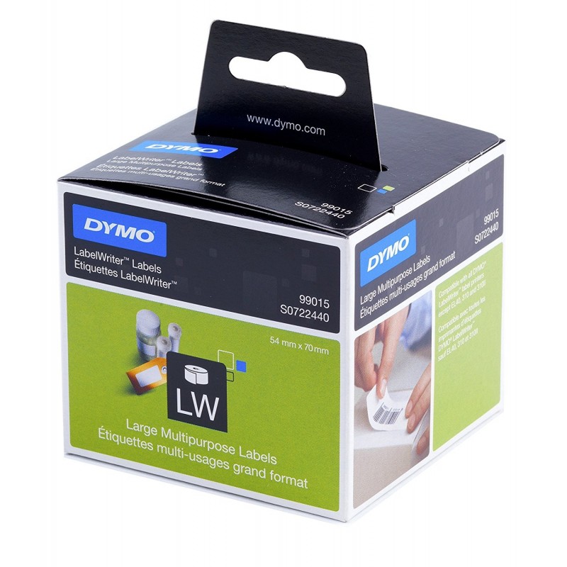 DYMO Large Multipurpose Labels, Negro, Color blanco, Papel, Bélgica, 70 mm, 54 mm, 320 pieza(s) S0722440
