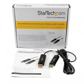 StarTech.com Cable Switch Conmutador KM USB de 2 Puertos con Transferencia de Datos Archivos para Ma SVKMS2