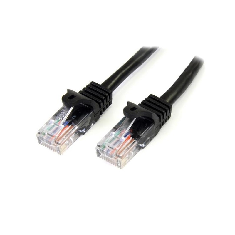 StarTech.com Cable de 2m Negro de Red Fast Ethernet Cat5e RJ45 sin Enganche - Cable Patch Snagless,  45PAT2MBK