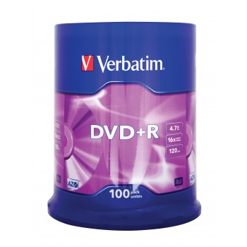 Verbatim - 100 x DVD+R - 4.7 GB 16x - plateado mate - eje - soportes de almacenamiento 43551
