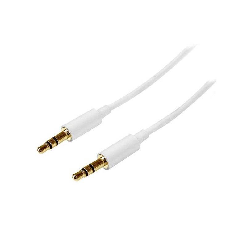 StarTech.com Cable 2m 2 metros Slim Delgado de Audio Estéreo Mini Jack Plug 3,5mm - Blanco - Macho a MU2MMMSWH