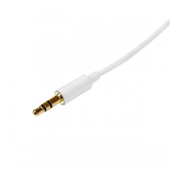 StarTech.com Cable 2m 2 metros Slim Delgado de Audio Estéreo Mini Jack Plug 3,5mm - Blanco - Macho a MU2MMMSWH