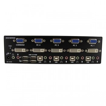 StarTech.com Conmutador Switch KVM 4 Ordenadores 2 Monitores Dobles DVI VGA Audio Puertos USB 1920x1 SV431DDVDUA