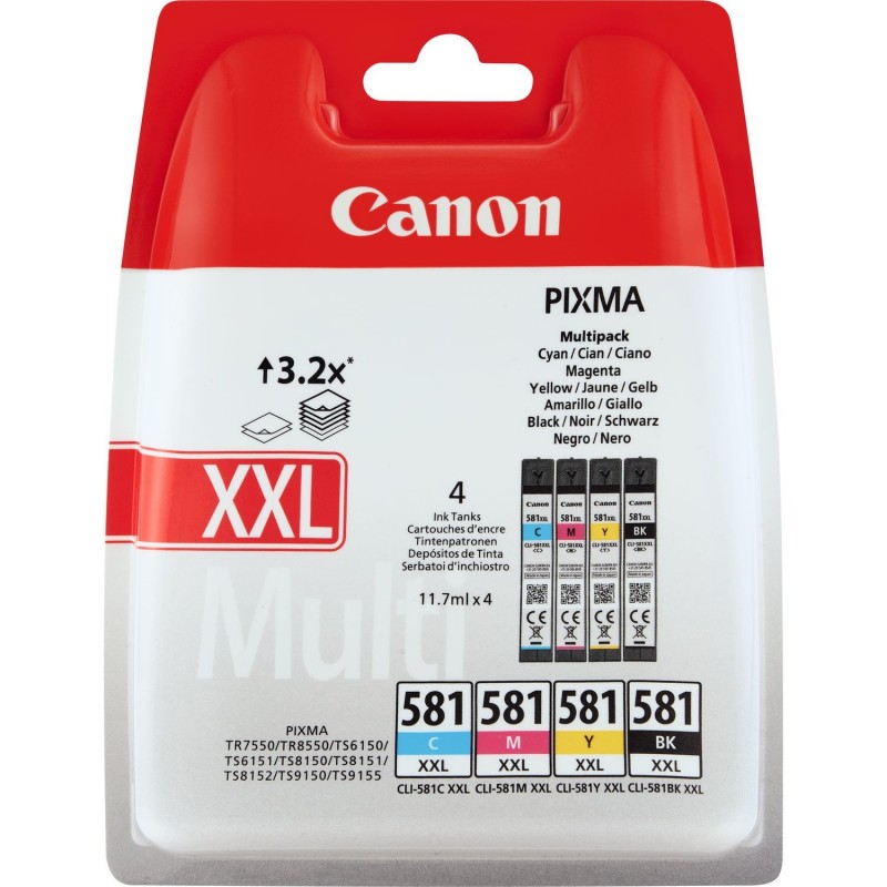 Canon CLI-581XXL Multipack Negro, Cian, Magenta, Amarillo 1998C005