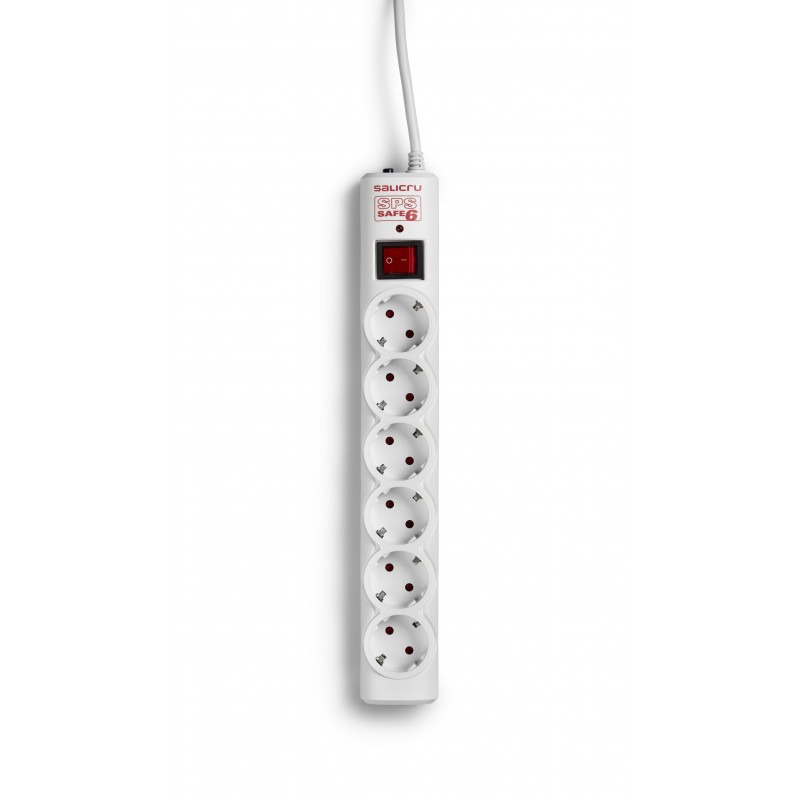 Salicru SPS Safe 5+ Protectores eléctricos activos, 306 J, 5 salidas AC, Tipo F, 10 A, 1,5 m, Blanco