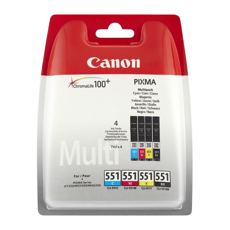 Canon CLI-551 C M Y BK Original Negro, Cian, Amarillo, Magenta Multipack 4 pieza(s) 6508B005