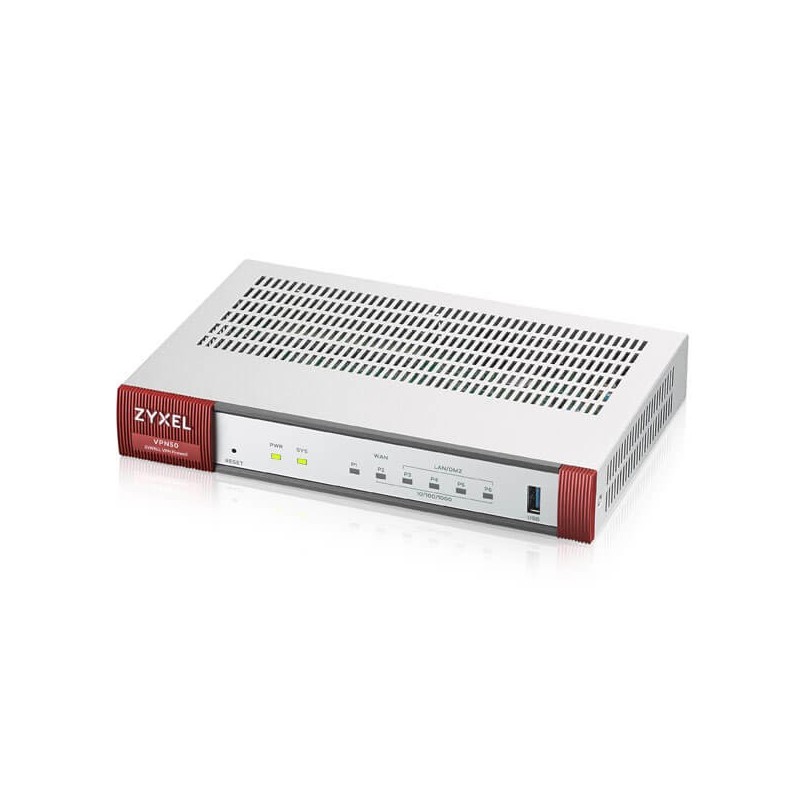 ZyXEL VPN Firewall VPN 50, 800 Mbit s, 150 Mbit s, Alámbrico, Ethernet (RJ-45), 12 W, 40,92 BTU h VPN50-EU0101F