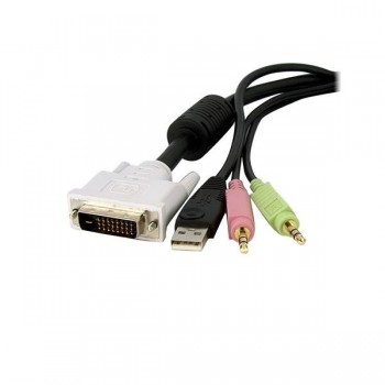 StarTech.com Cable de 3m para Switch Conmutador KVM 4en1 DVI-D Dual Link Doble Enlace USB con Audio  DVID4N1USB10