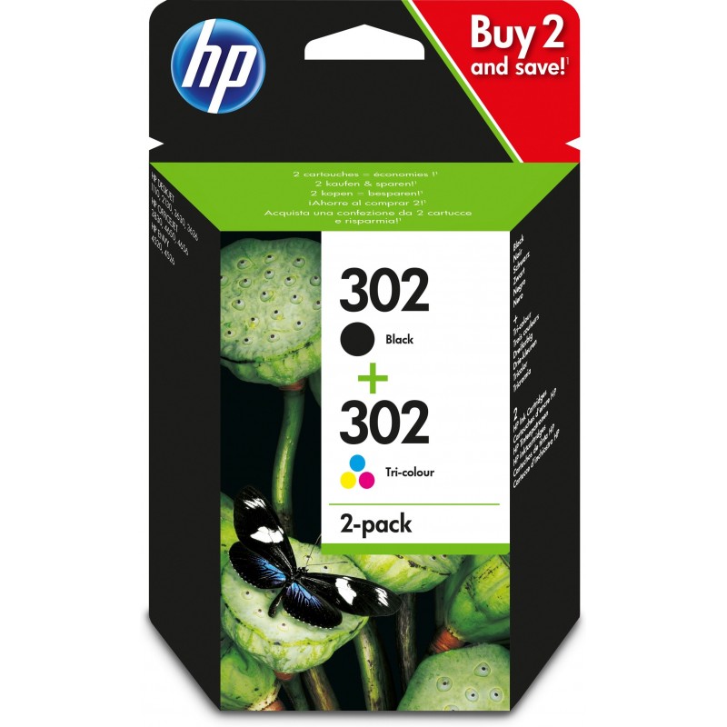 Paquete de ahorro de 2 cartuchos de tinta original 302 negro tricolor X4D37AE